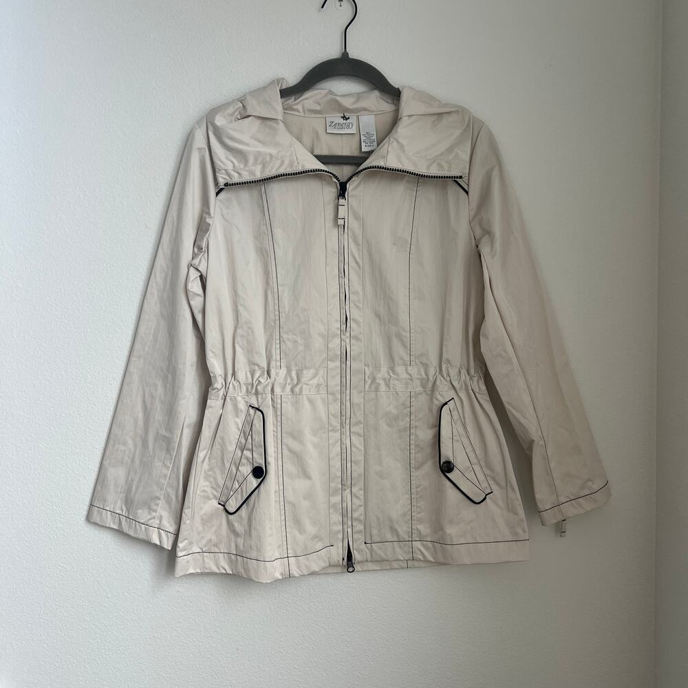 NWT Zenergy by Chico's Beige Stella Zipper Windbreaker Jacket 0 Sporty Chic